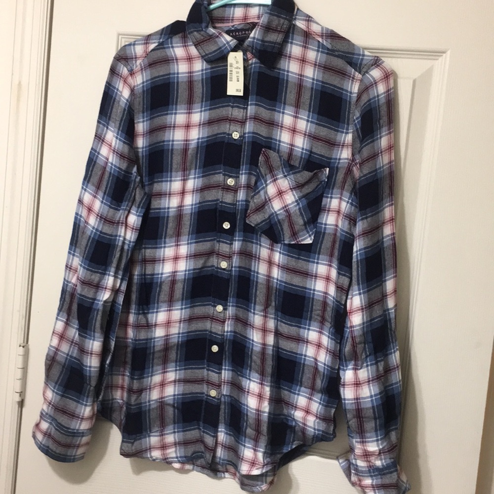 NWT Aeropostale Plaid Flannel Shirt Size SP